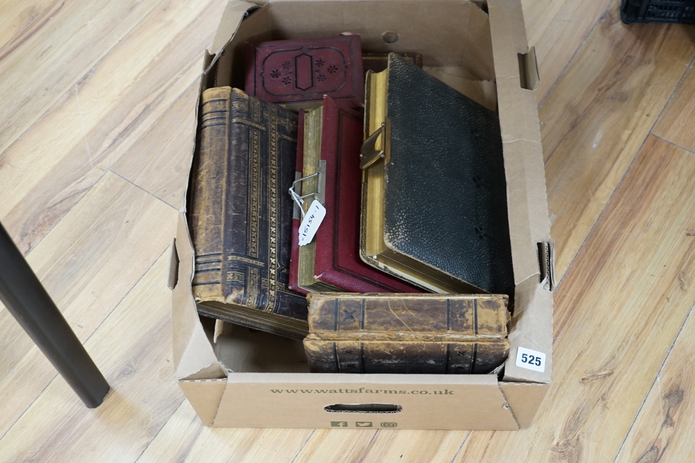 A collection of Victorian and Edwardian Carte de viste photograph albums to include ladies wearing mourning dress, various photographers including Elliott & Fry, London. Condition - fair, some albums empty
